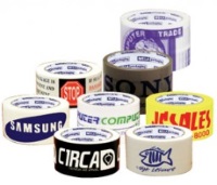 Custom Printed Acrylic Tapes - 2" x 1000 yds. Tan 2.0 mil Acrylic Tape, 6 rolls/case, 2 colors