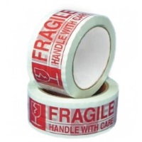 Fragile Tape - 2" x 110 yds Red On White 2.0 mil Fragile Tape, 36 rolls/case