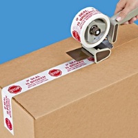 Stop Tape - 3" x 110 yds Red On Clear 2.0 mil Stop Tape, 24 rolls/case